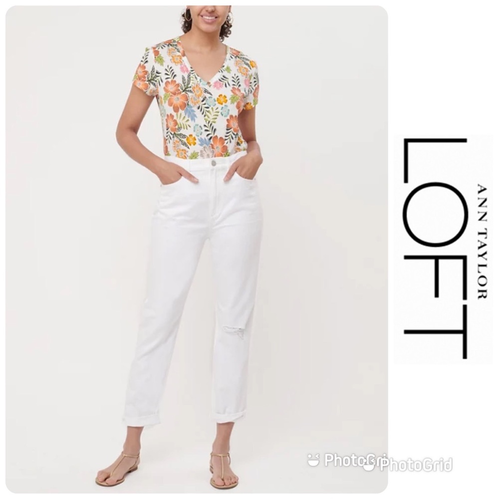 NWT LOFT High Rise Slim Pocket Boyfriend Jeans Sz 28 $89.50!